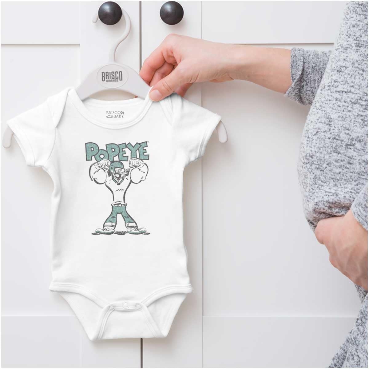 image:imageBrisco Brands Popeye Football Champion Athlete Baby Romper Boys or GirlsWhite