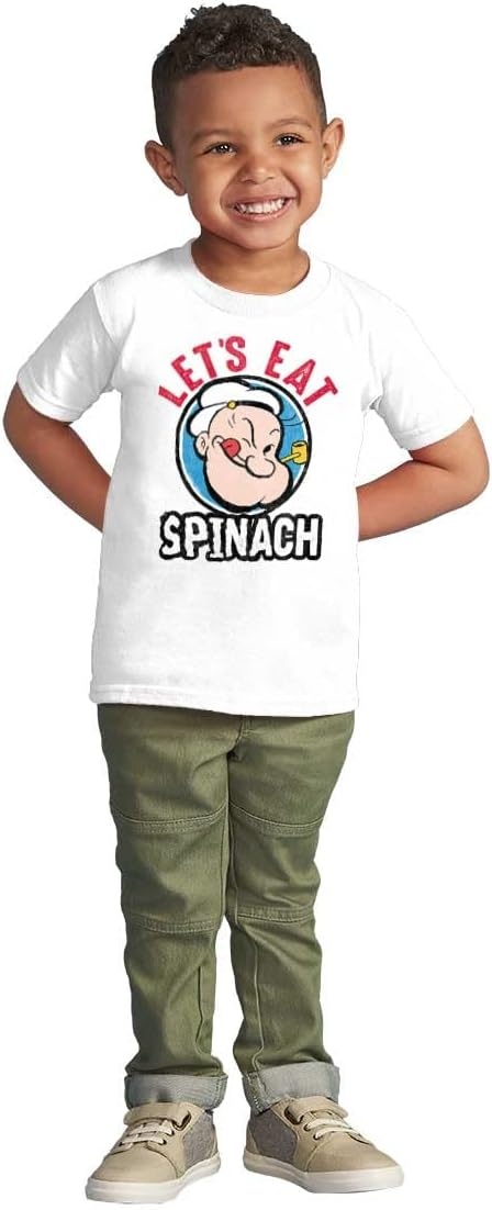 image:imageBrisco Brands Popeye Lets Eat Spinach Cool Retro Toddler Boy Girl T ShirtWhite