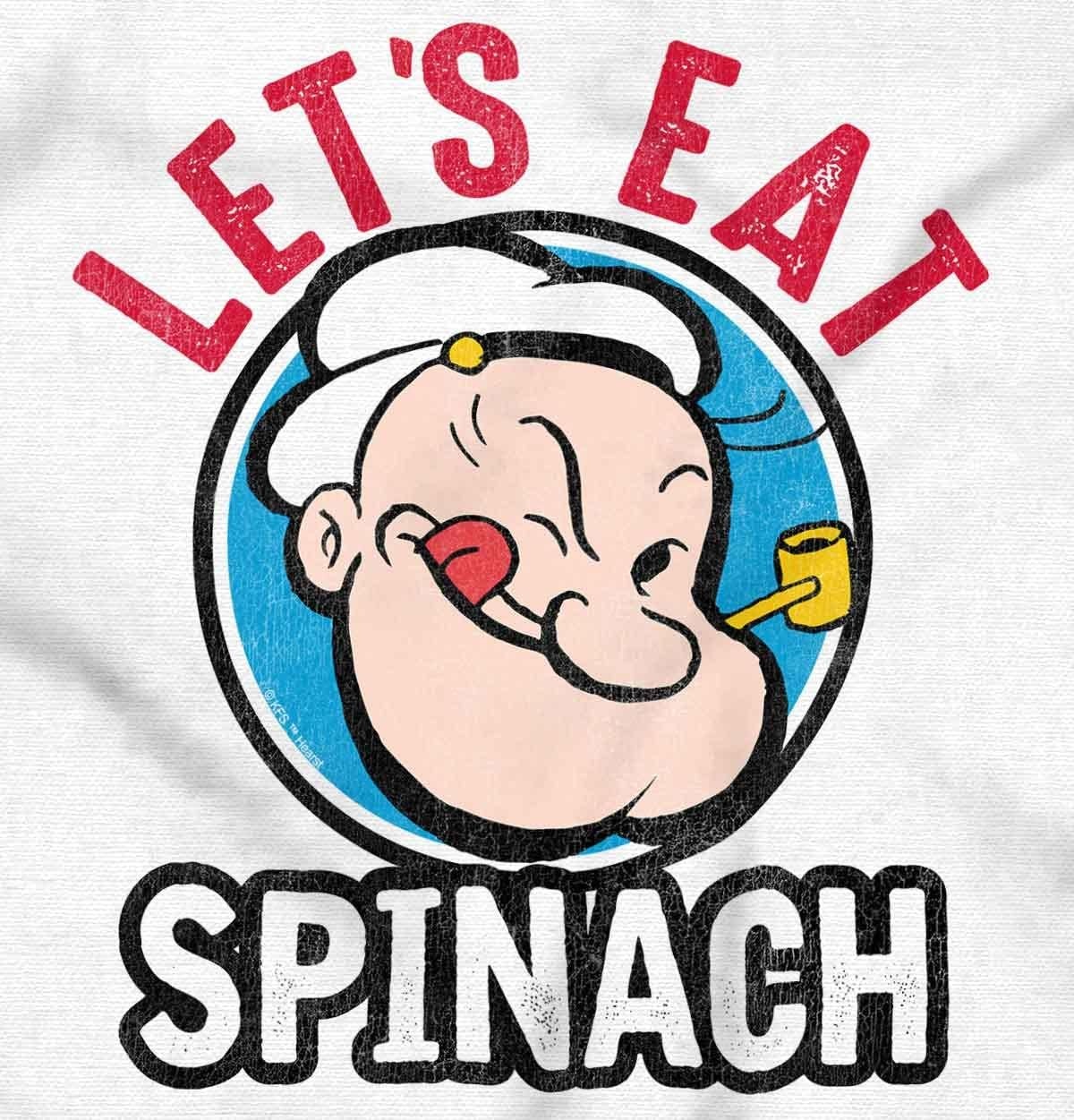 image:imageBrisco Brands Popeye Lets Eat Spinach Cool Retro Toddler Boy Girl T ShirtWhite