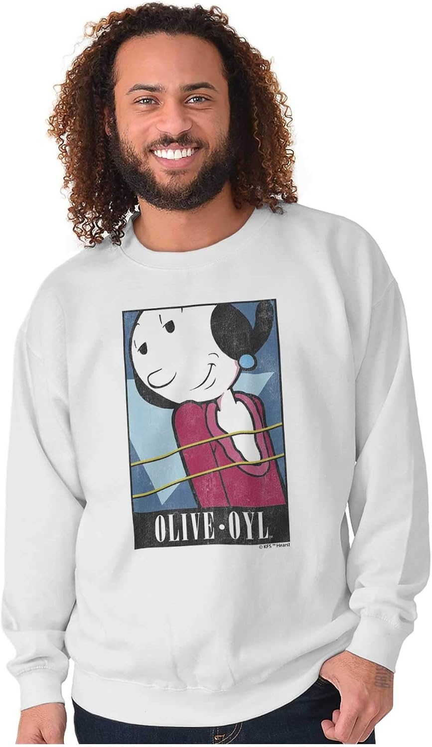 image:imageBrisco Brands Popeye Olive Oyl Adorable Classic Women Crewneck SweatshirtWhite