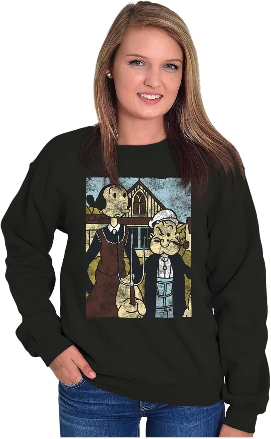 image:imageBrisco Brands Popeye Olive Oyl American Modern Art Sweatshirt for Men or WomenBlack
