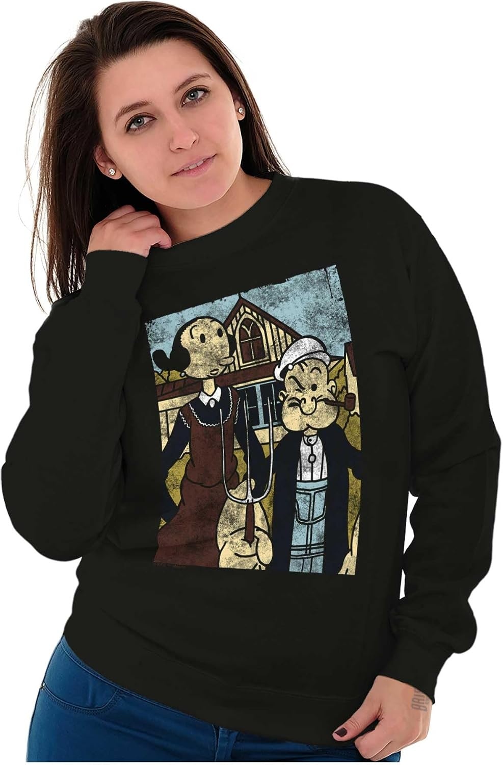 image:imageBrisco Brands Popeye Olive Oyl American Modern Art Sweatshirt for Men or WomenBlack