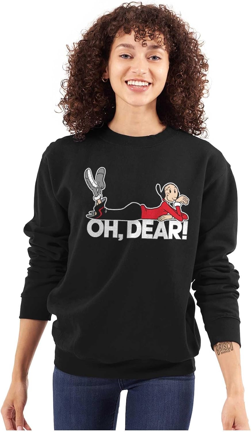image:imageBrisco Brands Popeye Olive Oyl Oh Dear Quote Women Crewneck SweatshirtBlack