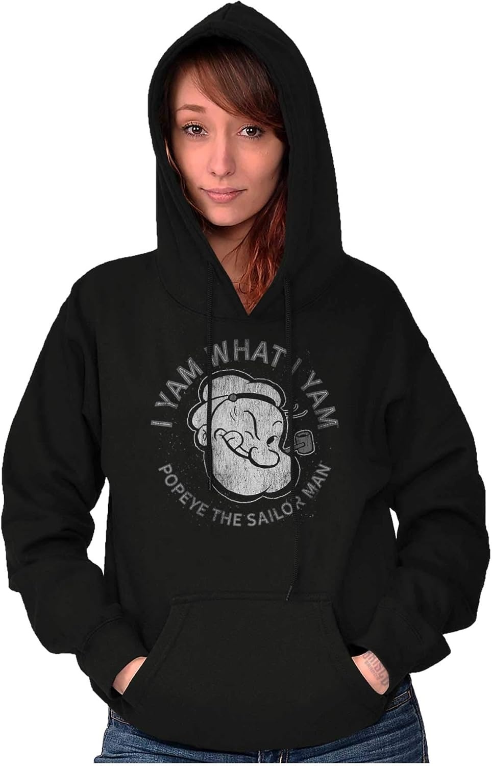 image:imageBrisco Brands Popeye Sailor Man Quote What I Yam Hoodie Sweatshirt Women MenBlack