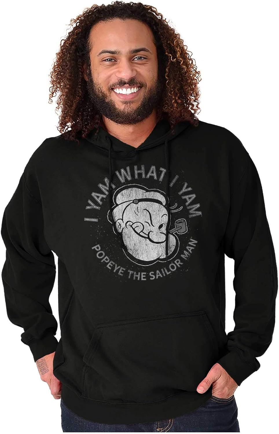 image:imageBrisco Brands Popeye Sailor Man Quote What I Yam Hoodie Sweatshirt Women MenBlack