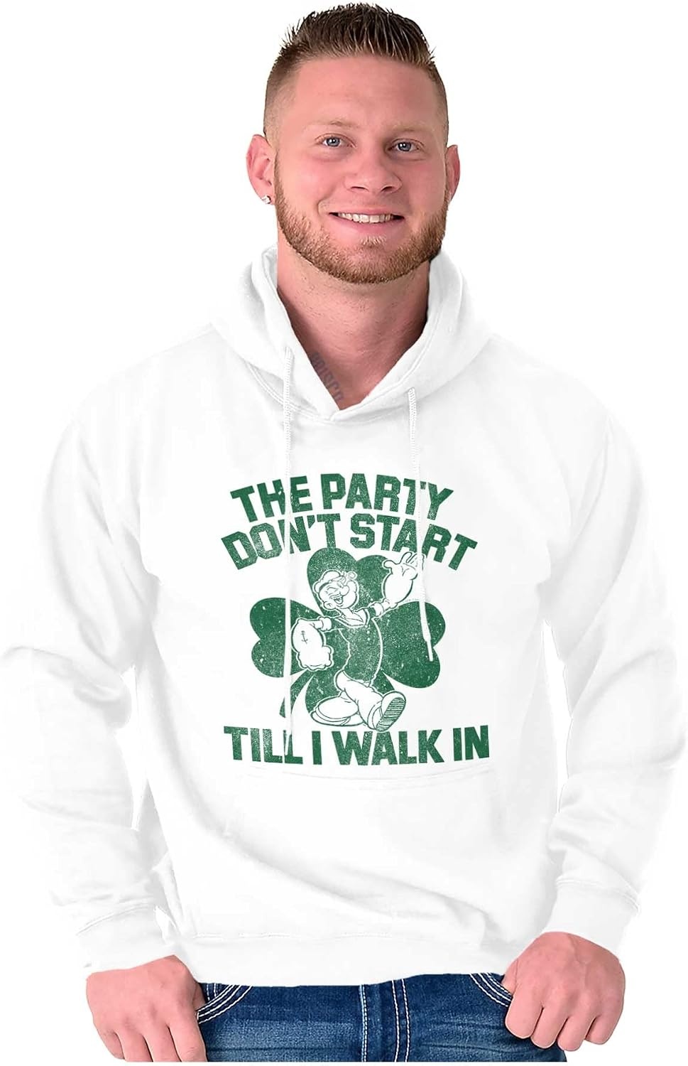 image:imageBrisco Brands Popeye Saint Patricks Day Party Hoodie Sweatshirt Women MenWhite