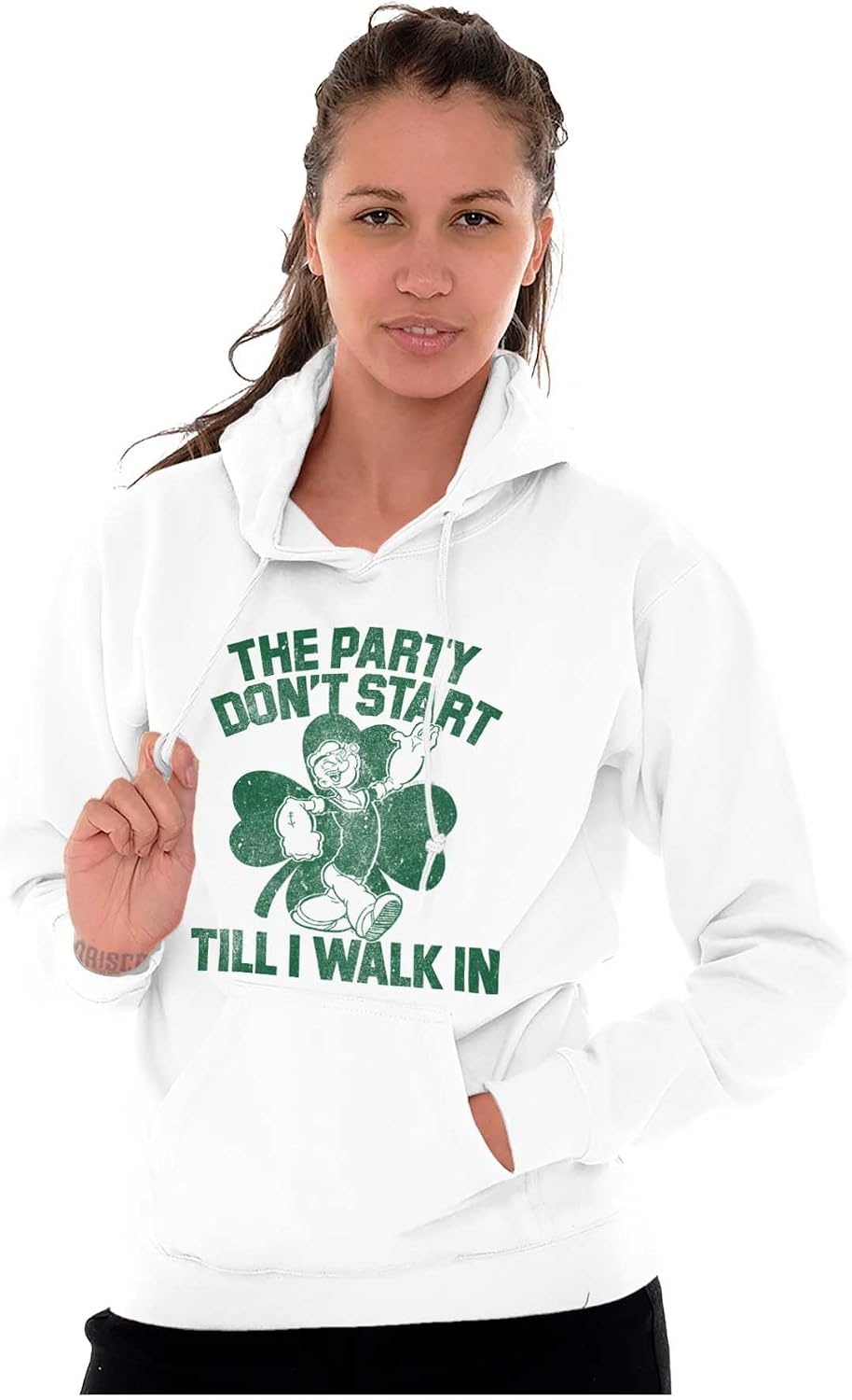 image:imageBrisco Brands Popeye Saint Patricks Day Party Hoodie Sweatshirt Women MenWhite