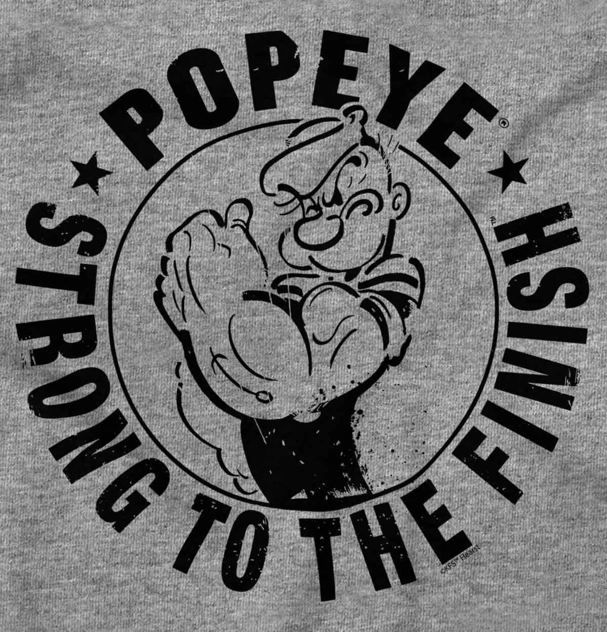 image:imageBrisco Brands Popeye Strong To The Finish Flexing Hoodie Sweatshirt Women MenSport Grey