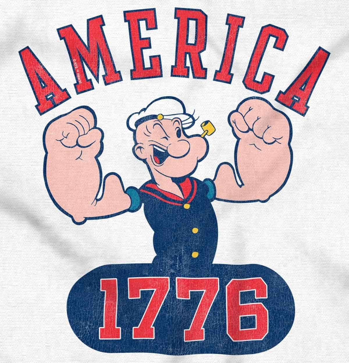 image:imageBrisco Brands Popeye The Sailor Man America 1776 Baby Romper Boys or GirlsWhite