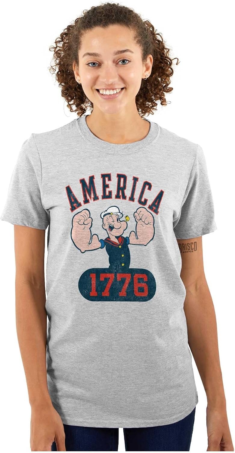 image:imageBrisco Brands Popeye The Sailor Man America 1776 Graphic T Shirt Men or WomenSport Grey