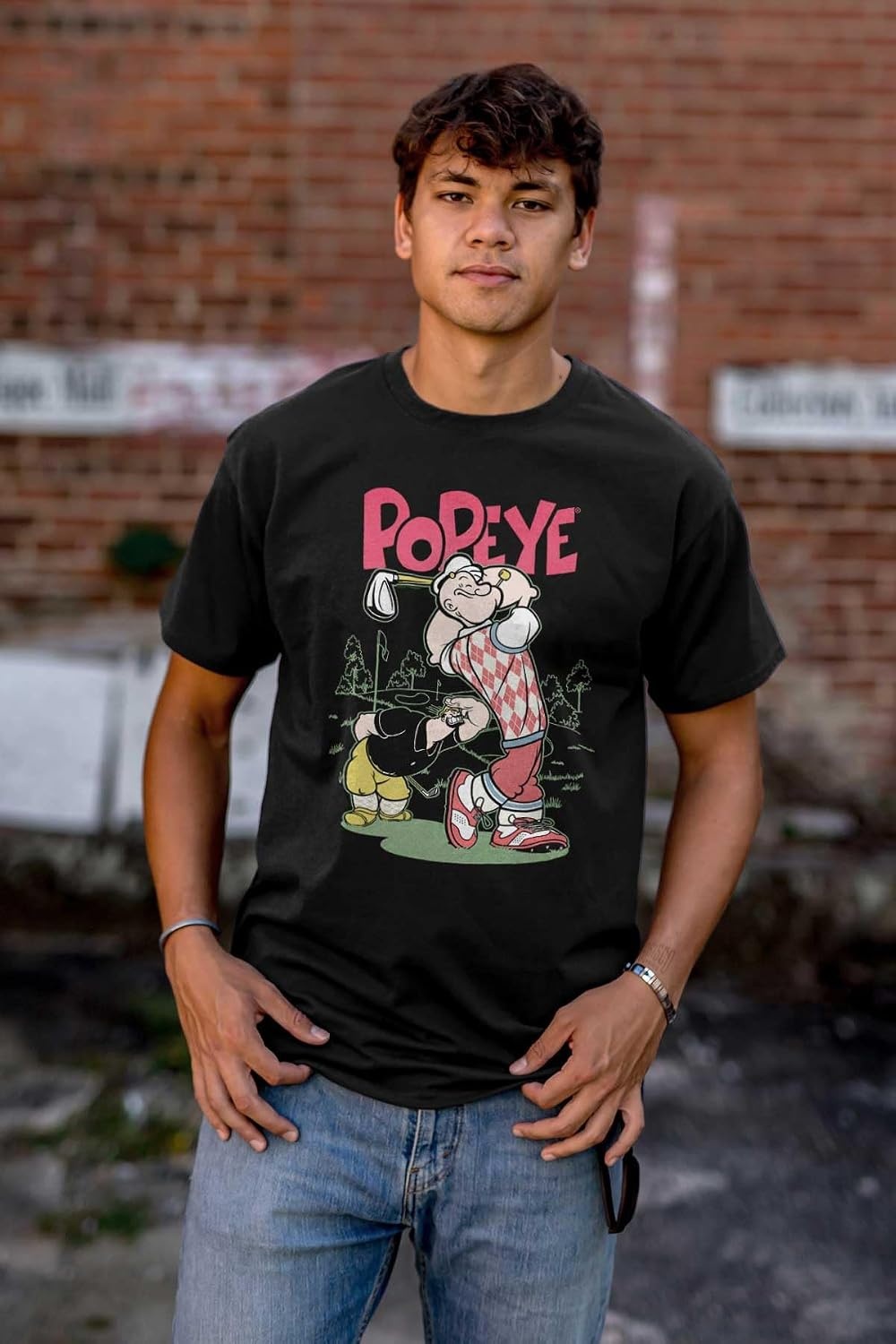 image:imageBrisco Brands Popeye The Sailor Man Golf Cartoon Graphic T Shirt Men or WomenBlack