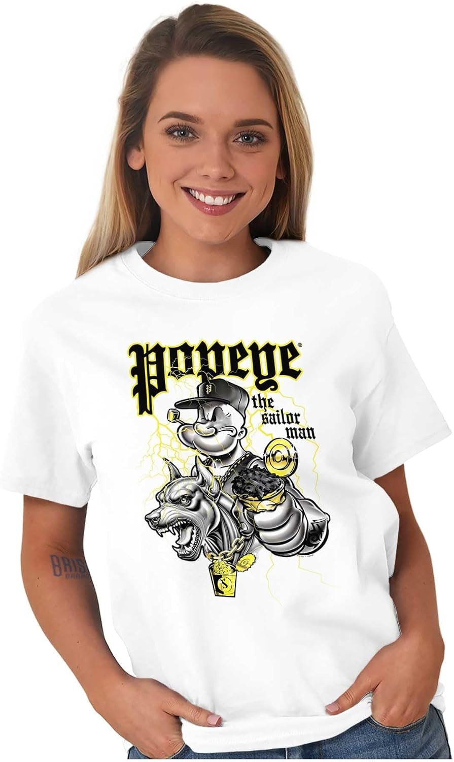 image:imageBrisco Brands Popeye Urban Spinach Dog Lover Graphic T Shirt Men or WomenWhite