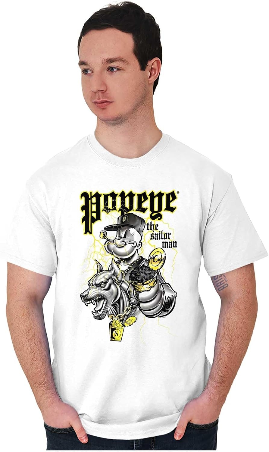 image:imageBrisco Brands Popeye Urban Spinach Dog Lover Graphic T Shirt Men or WomenWhite