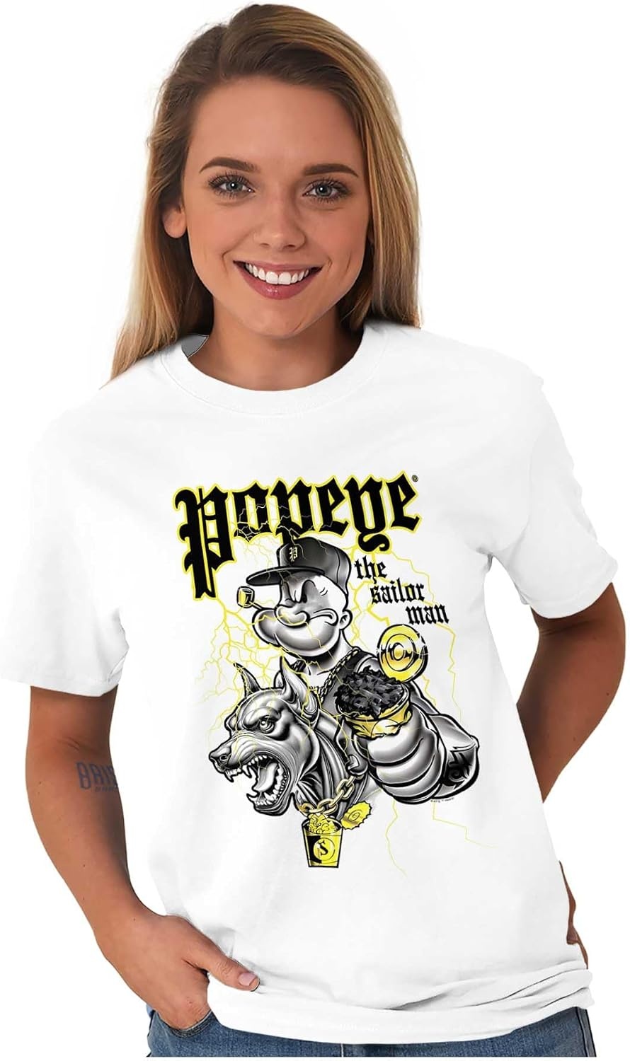 image:imageBrisco Brands Popeye Urban Spinach Dog Lover Graphic T Shirt Men or WomenWhite