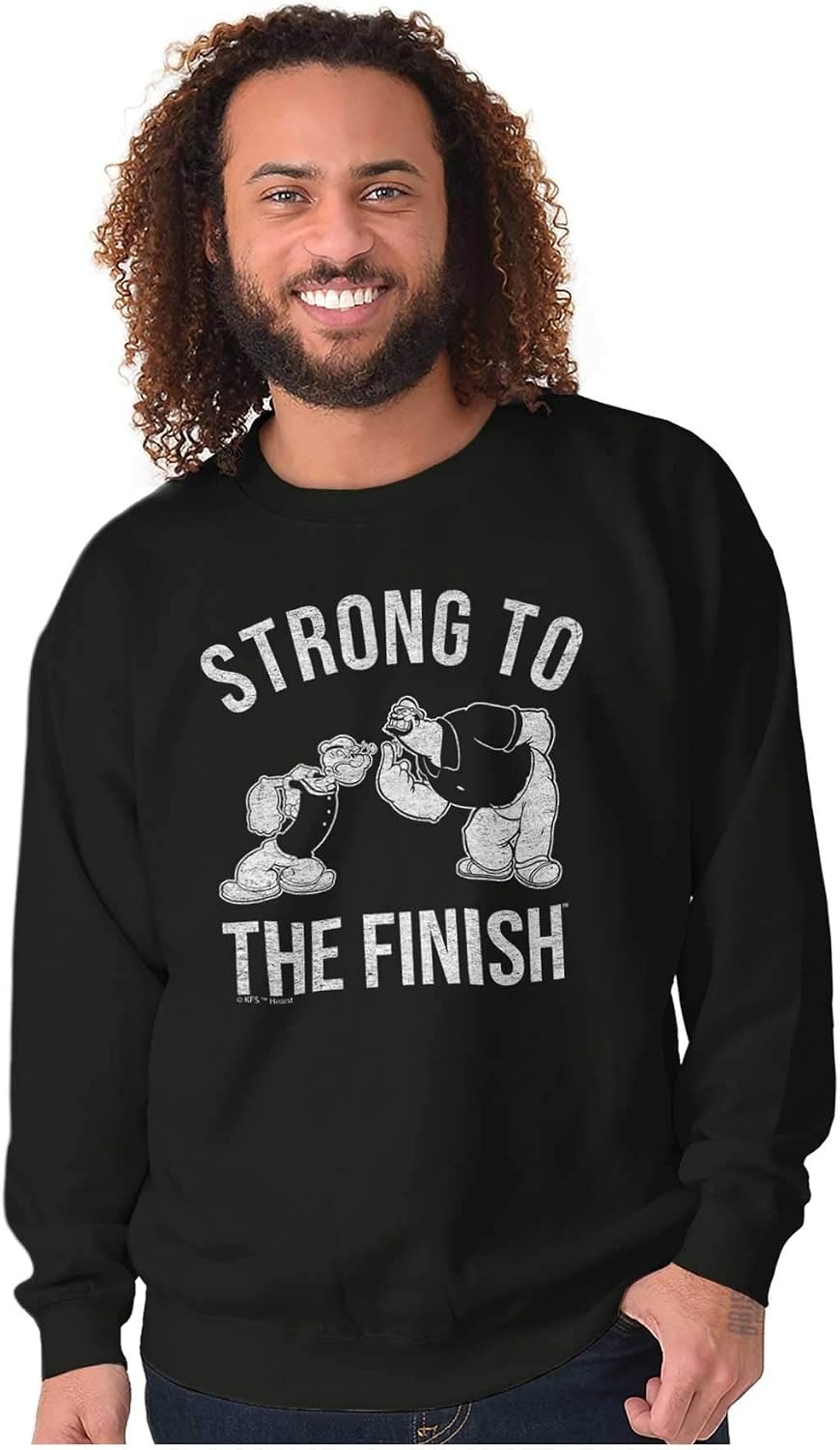 image:imageBrisco Brands Strong To The Finish Popeye Bluto Mens Crewneck SweatshirtBlack