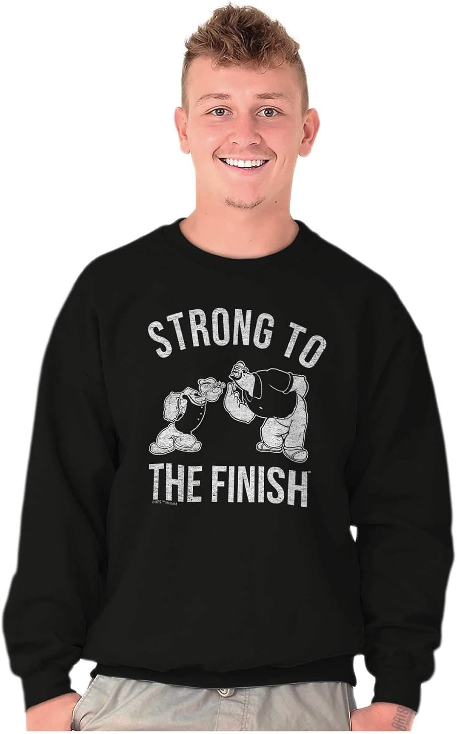 image:imageBrisco Brands Strong To The Finish Popeye Bluto Mens Crewneck SweatshirtBlack