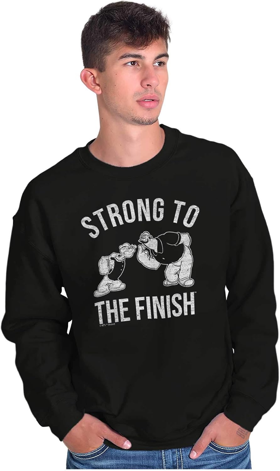 image:imageBrisco Brands Strong To The Finish Popeye Bluto Mens Crewneck SweatshirtBlack