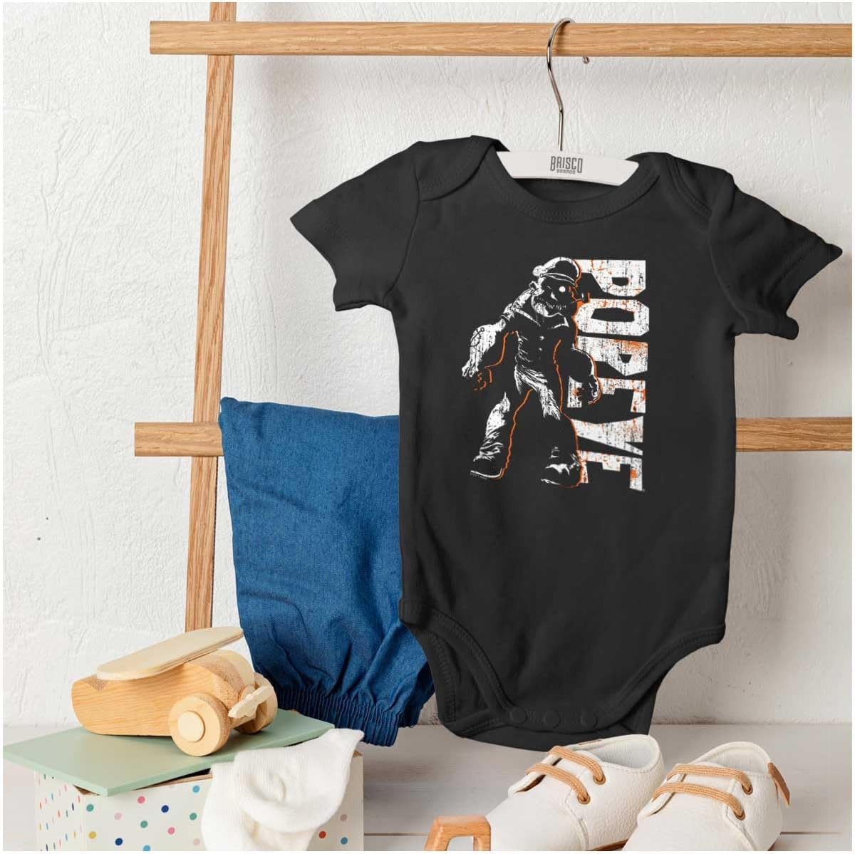 image:imageBrisco Brands Vintage Popeye Halloween Monster Baby Romper Boys or GirlsBlack