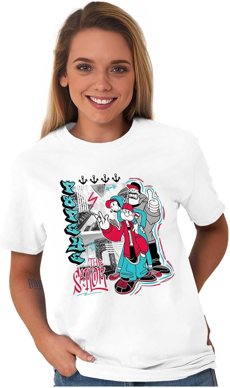 image:imagePopeye Bluto Olive Oyl Urban Graffiti Graphic T Shirt Men or WomenWhite