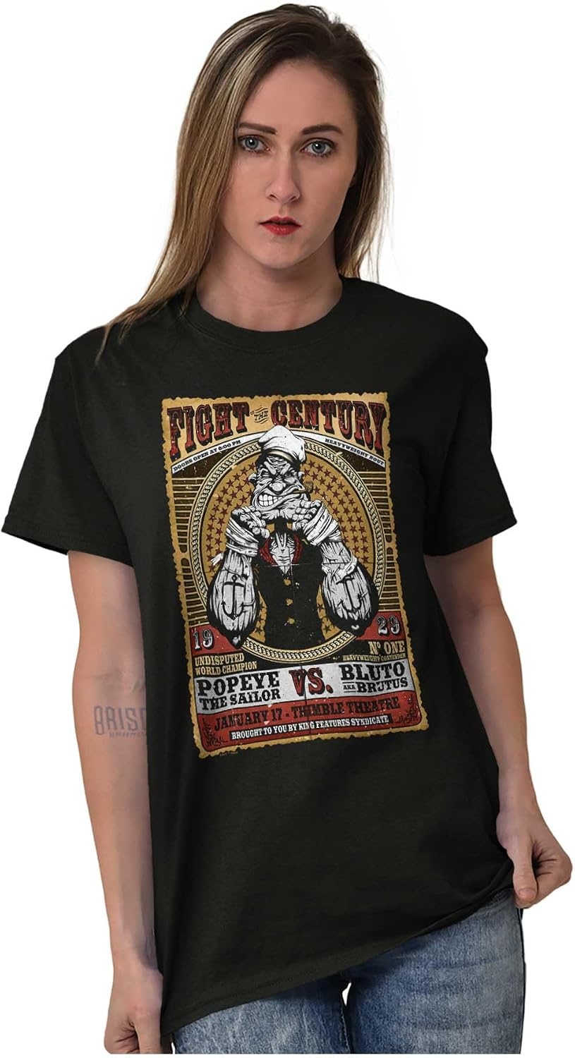 image:imagePopeye Boxing Champion Fight Poster Graphic T Shirt Men or WomenBlack Fight of the Century