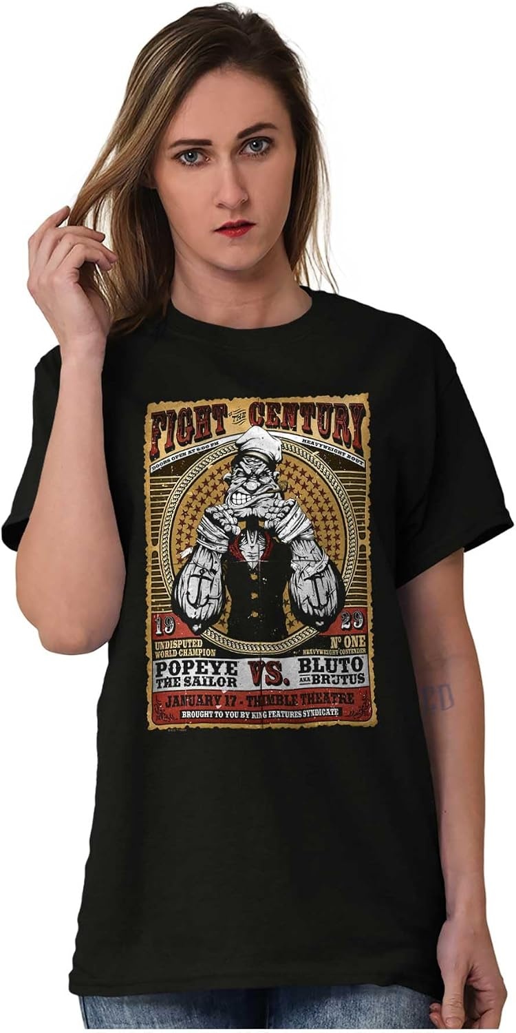 image:imagePopeye Boxing Champion Fight Poster Graphic T Shirt Men or WomenBlack Fight of the Century