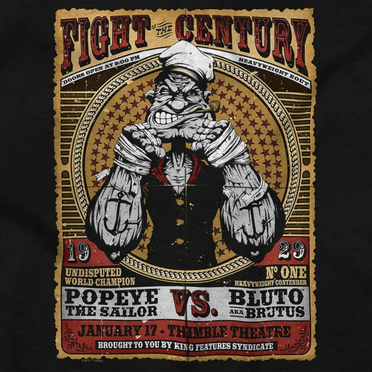 image:imagePopeye Boxing Champion Fight Poster Graphic T Shirt Men or WomenBlack Fight of the Century