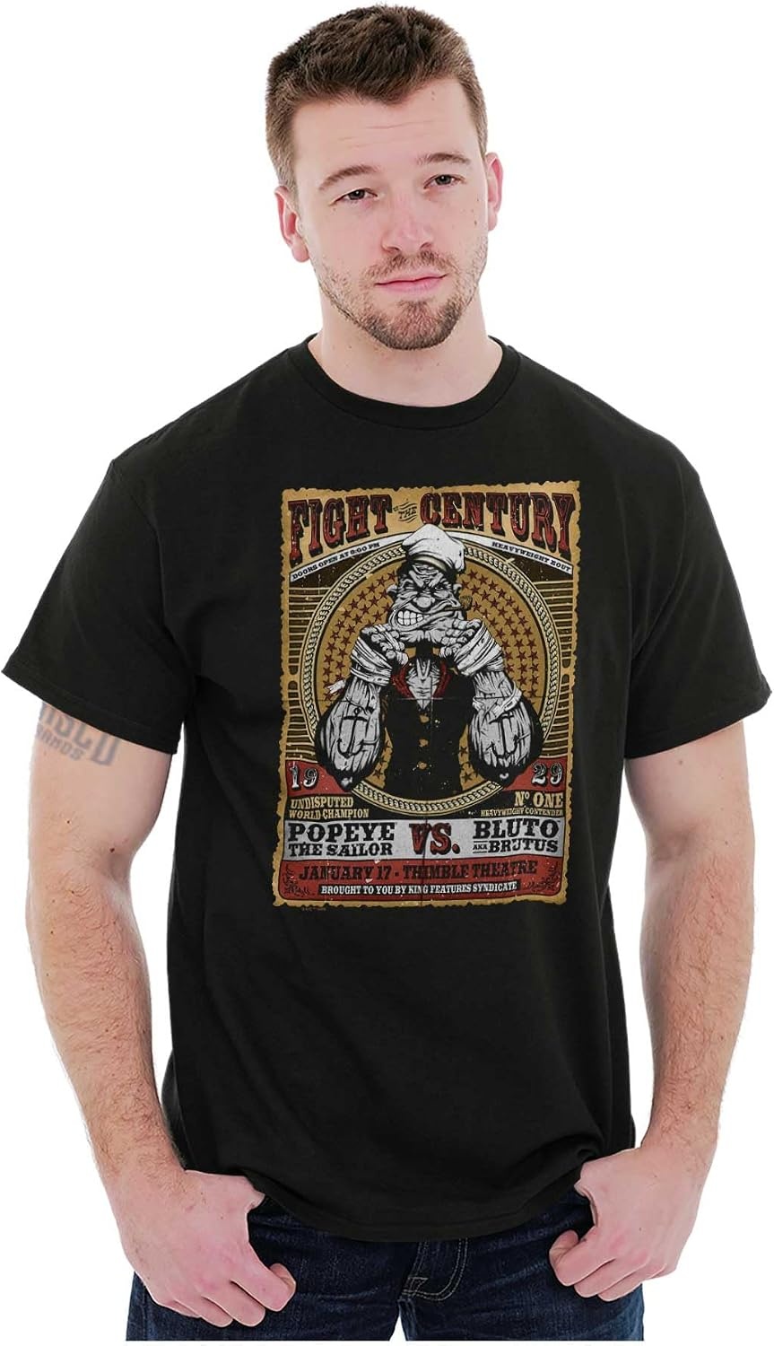 image:imagePopeye Boxing Champion Fight Poster Graphic T Shirt Men or WomenBlack Fight of the Century