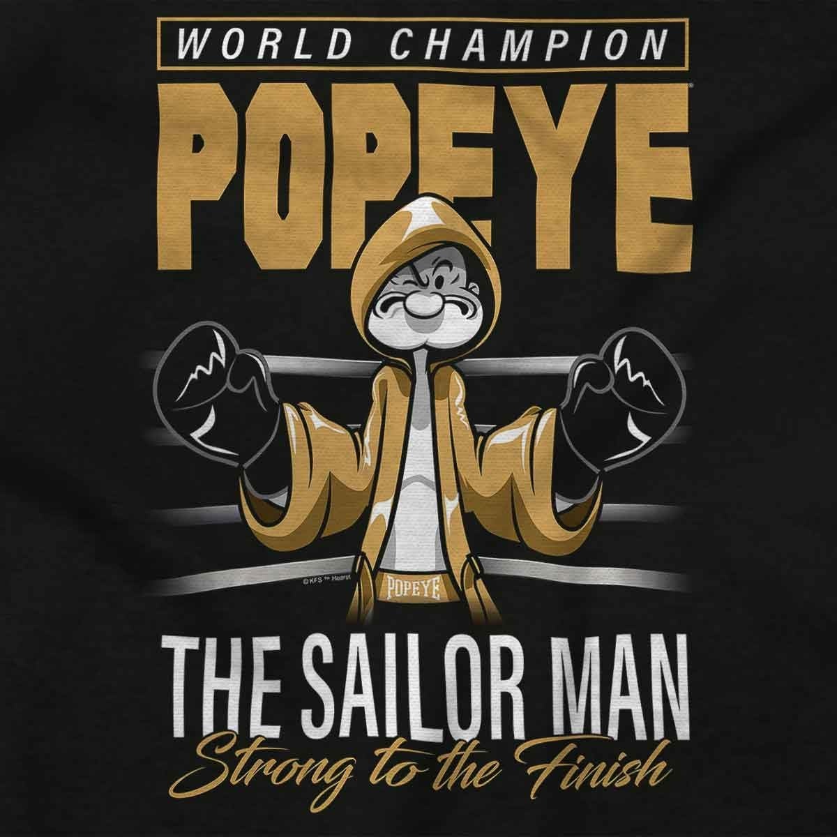 image:imagePopeye Boxing Champion Fight Poster Graphic T Shirt Men or WomenBlack Strong to the Finish