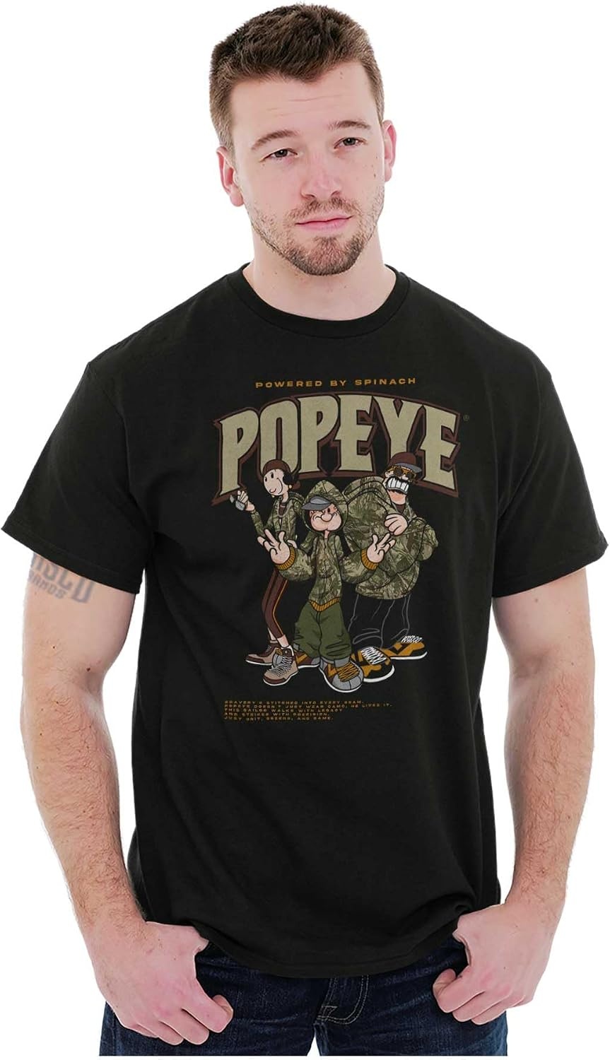 image:imagePopeye Camouflage Cartoon Characters Graphic T Shirt Men or WomenBlack