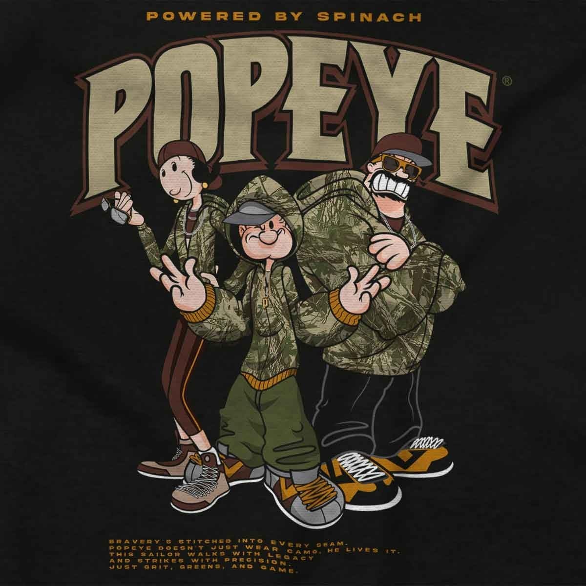 image:imagePopeye Camouflage Cartoon Characters Graphic T Shirt Men or WomenBlack