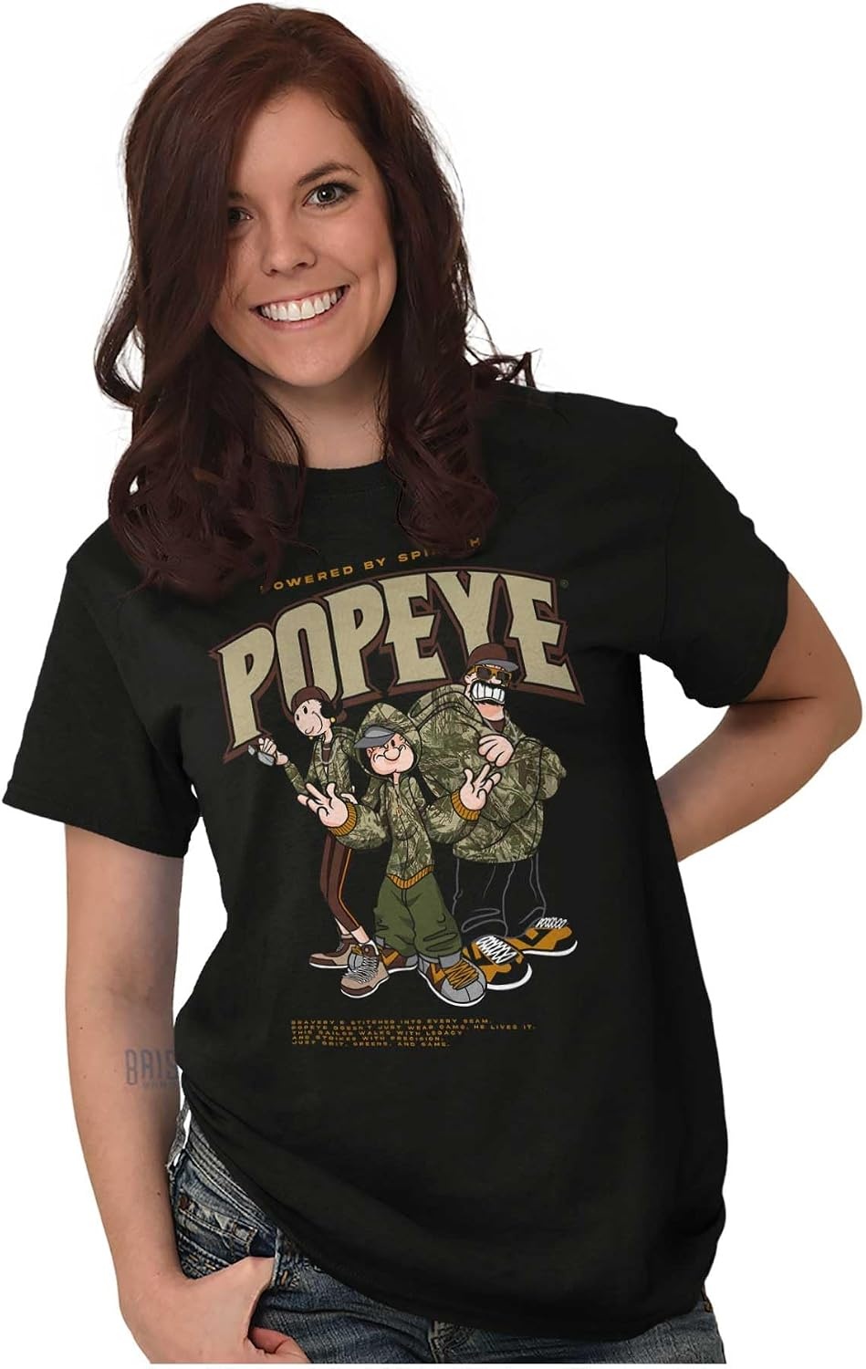 image:imagePopeye Camouflage Cartoon Characters Graphic T Shirt Men or WomenBlack