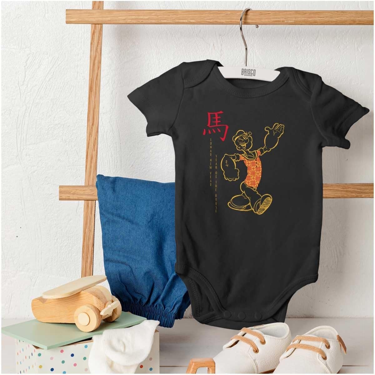image:imagePopeye Chinese Lunar New Year Cartoon Baby Romper Boys or GirlsBlack