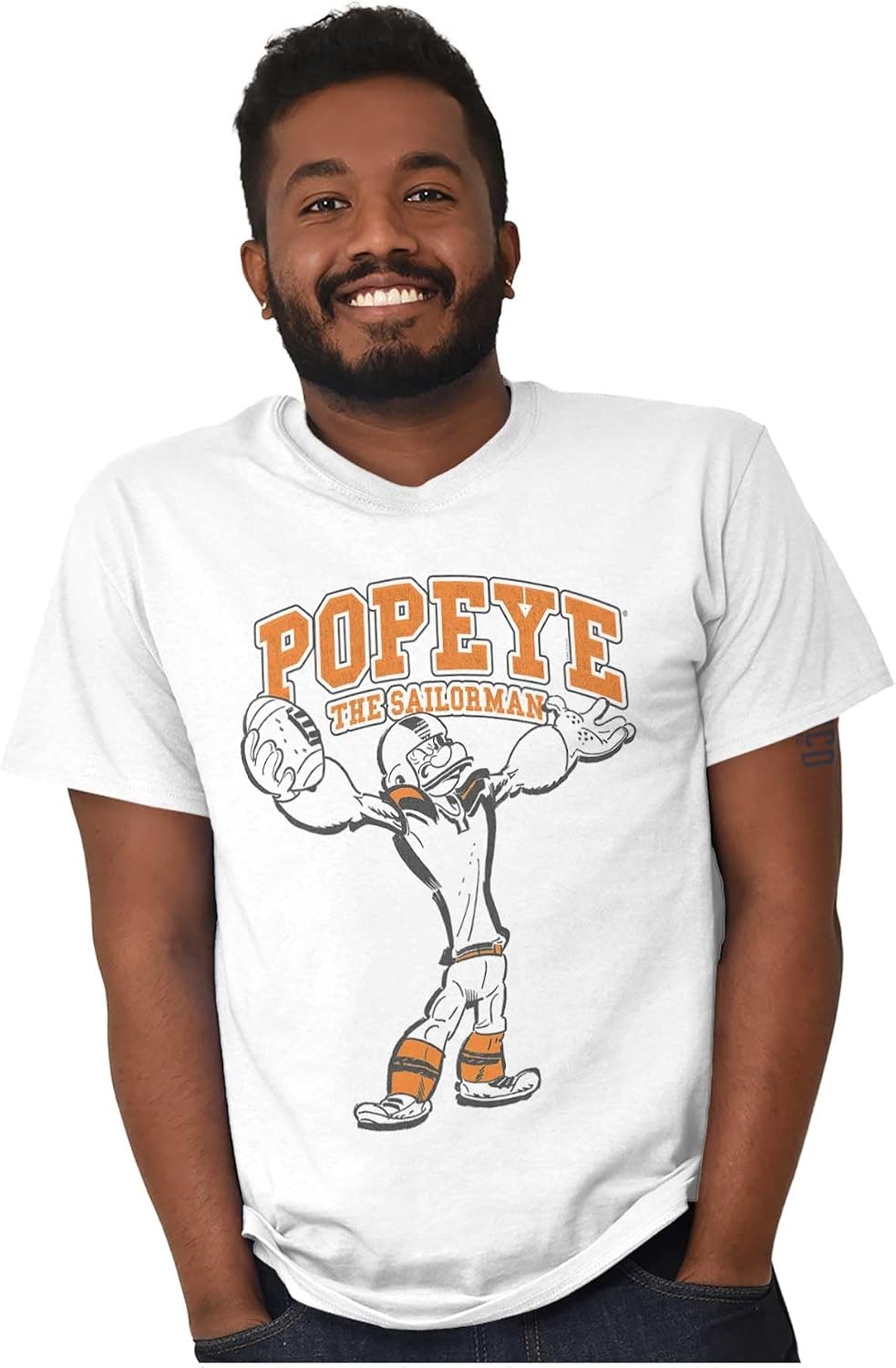 image:imagePopeye Football Player Sports Athlete Graphic T Shirt Men or WomenWhite