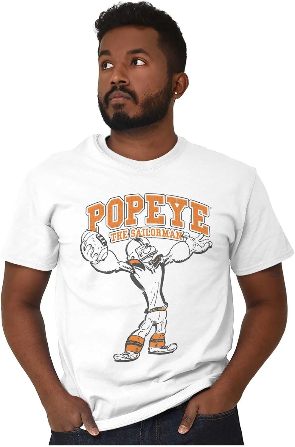 image:imagePopeye Football Player Sports Athlete Graphic T Shirt Men or WomenWhite