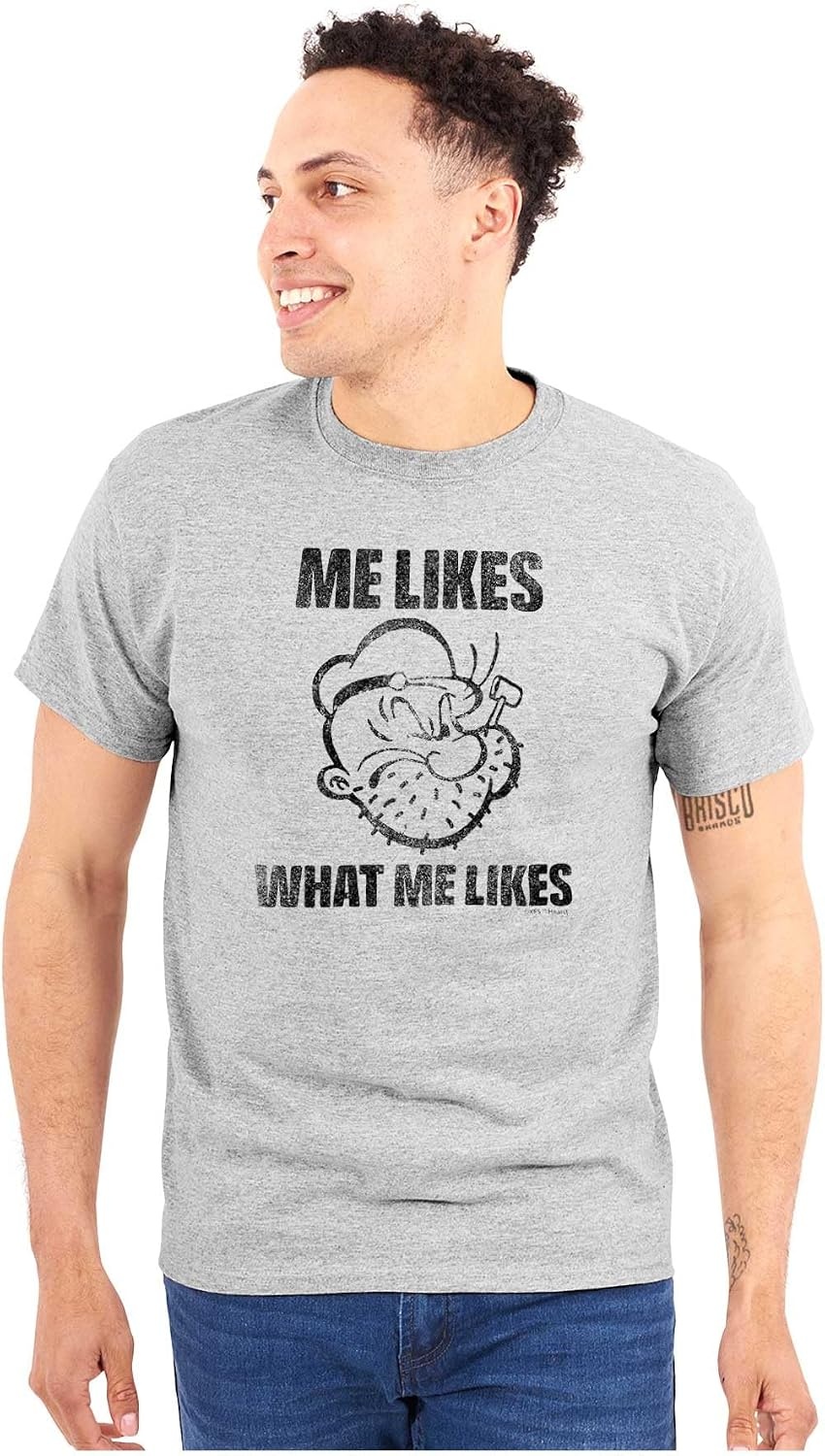 image:imagePopeye Quote What Me Likes Graphic T Shirt Men or WomenSport Grey