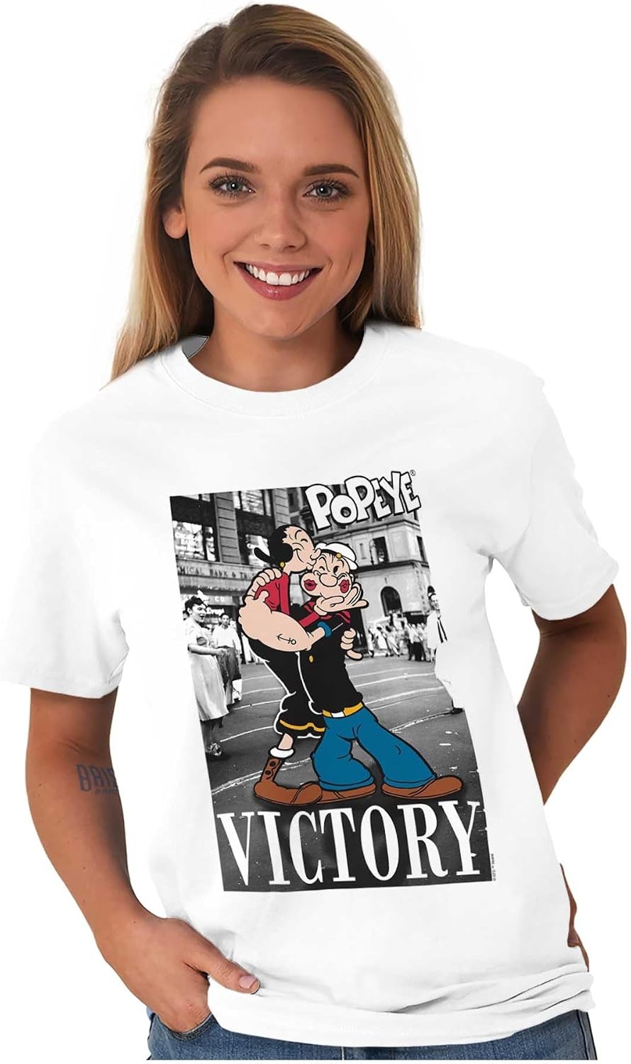 image:imagePopeye Sailor Kiss Victory Photo Graphic T Shirt Men or WomenWhite