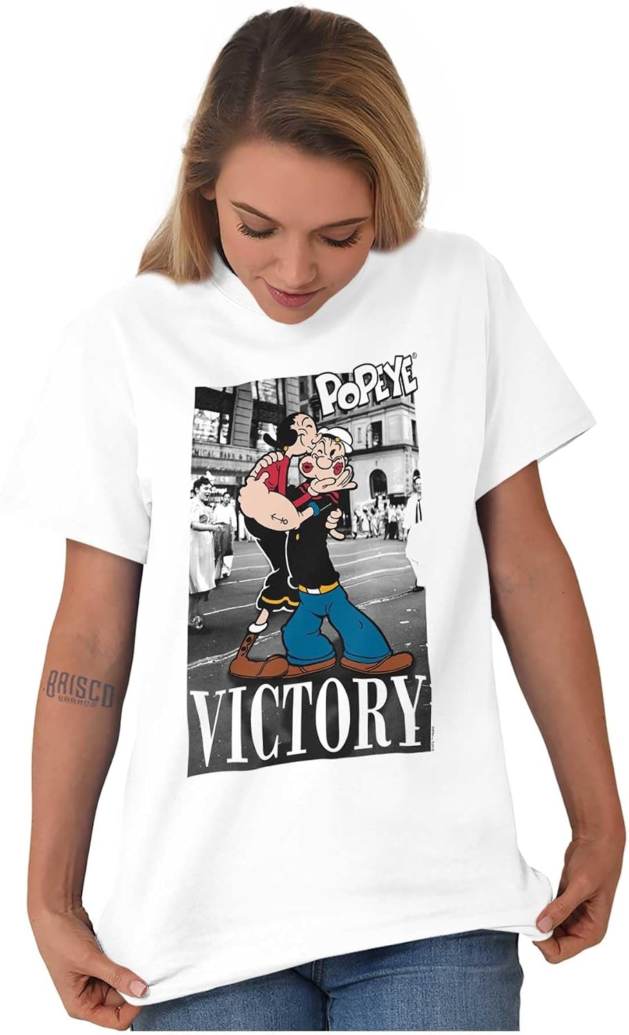 image:imagePopeye Sailor Kiss Victory Photo Graphic T Shirt Men or WomenWhite