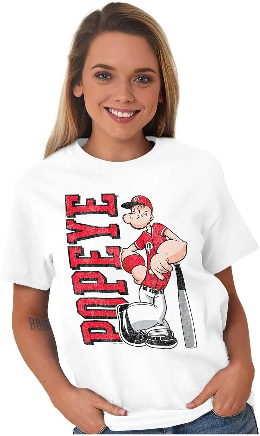 image:imagePopeye Sports Team Baseball Player Game Day Graphic T Shirt Men or WomenWhite Baseball Player