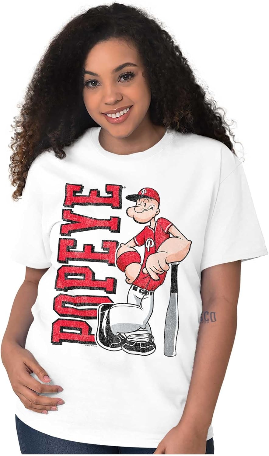 image:imagePopeye Sports Team Baseball Player Game Day Graphic T Shirt Men or WomenWhite Baseball Player