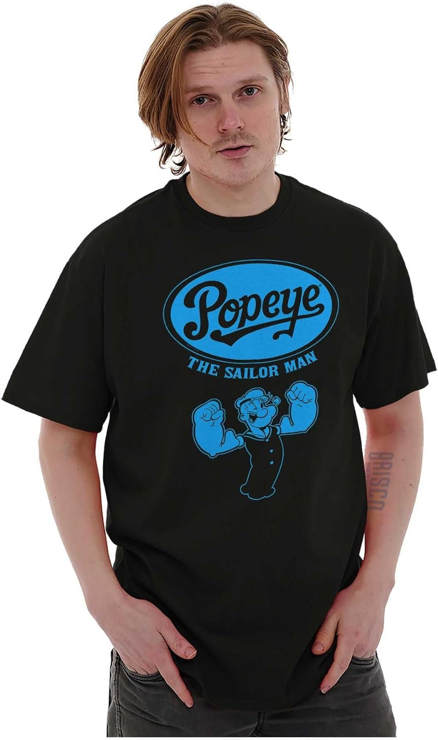 image:imagePopeye The Sailorman Cartoon Muscle Graphic T Shirt Men or WomenBlack