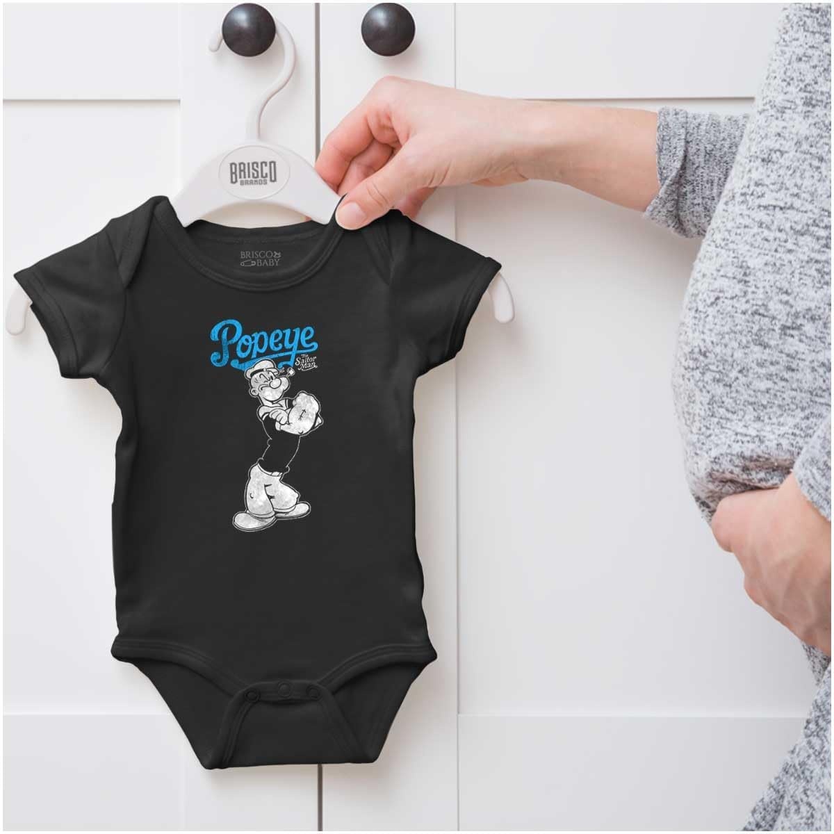 image:imagePopeye The Sailorman Classic Cartoon Baby Romper Boys or GirlsBlack