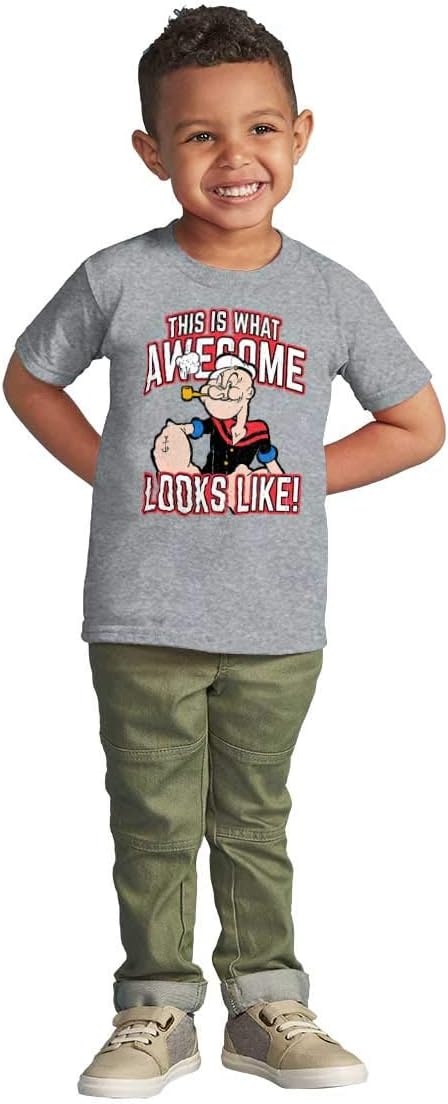 image:imagePopeye What Awesome Looks Like Cool Toddler Boy Girl T ShirtHeather