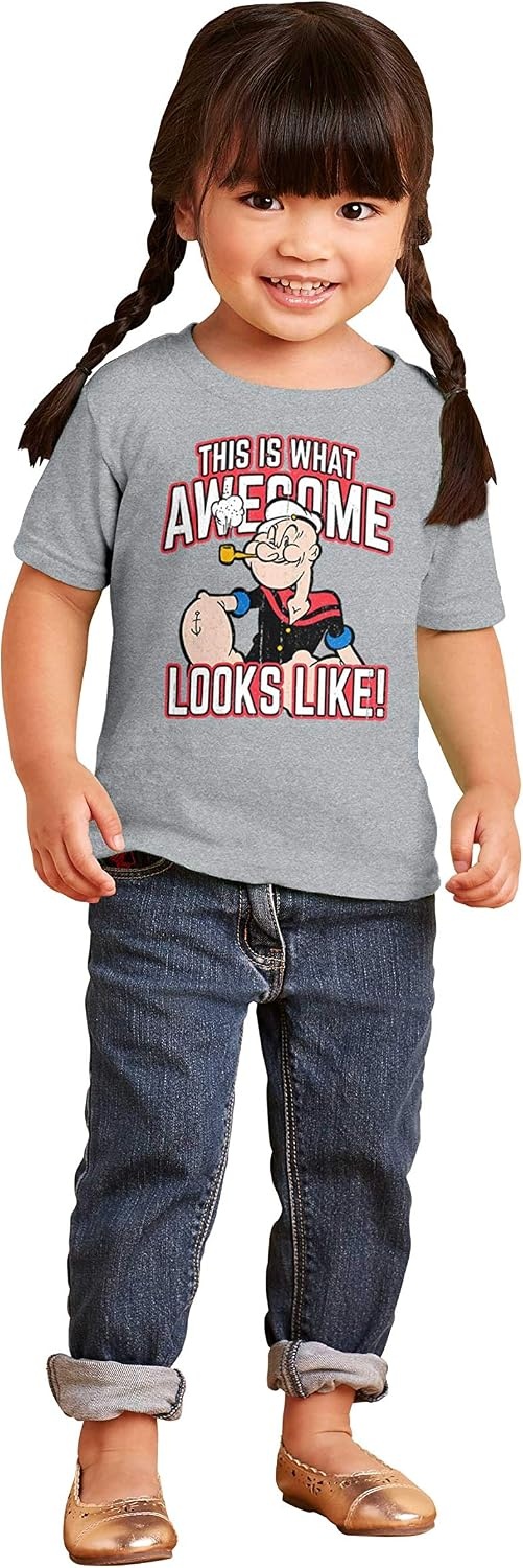 image:imagePopeye What Awesome Looks Like Cool Toddler Boy Girl T ShirtHeather