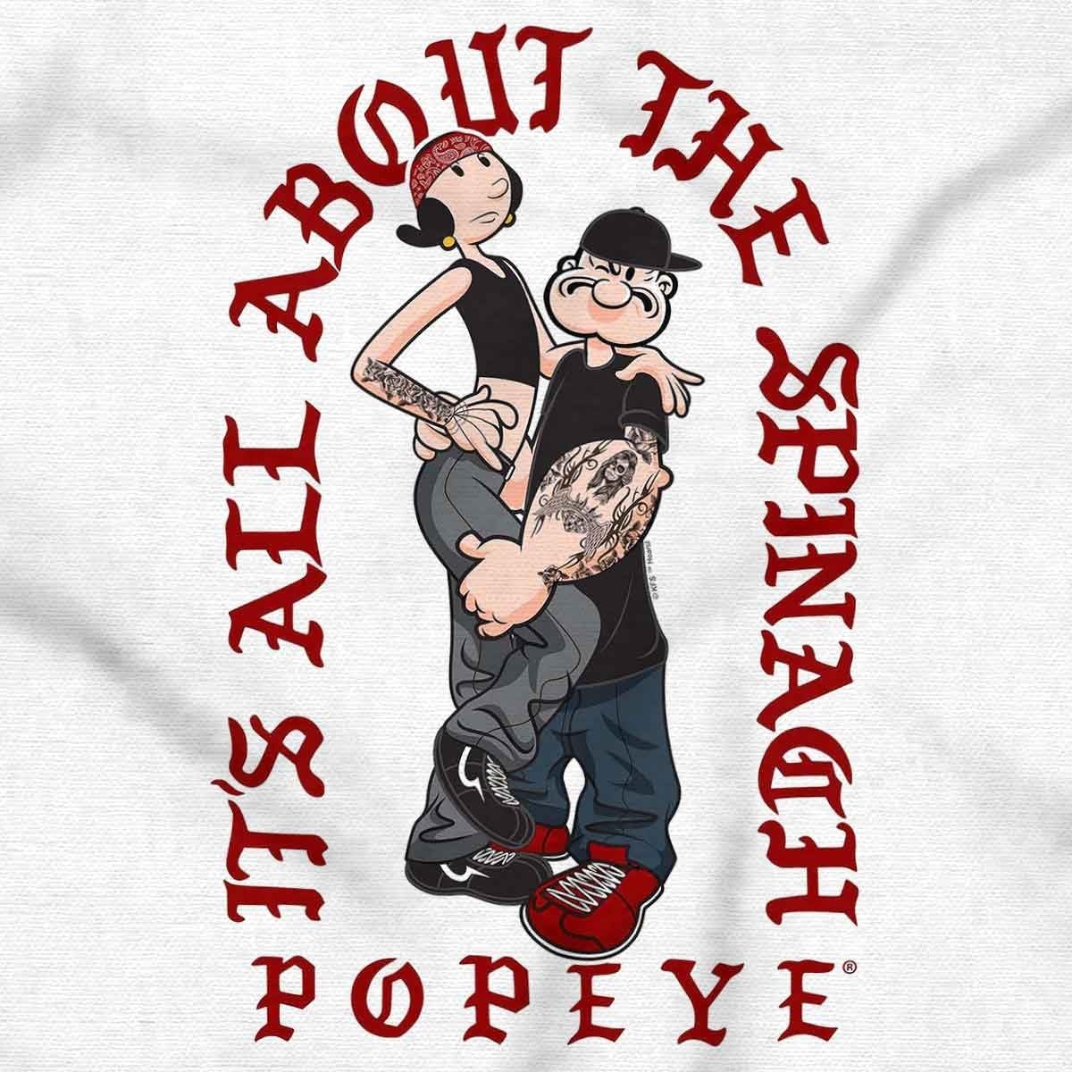 image:imagePopeye and Friends Urban Cholo LA West Coast Toddler Baby Graphic T ShirtWhite All About the Spinach