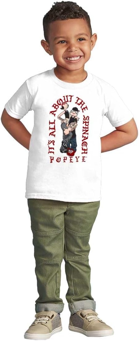 image:imagePopeye and Friends Urban Cholo LA West Coast Toddler Baby Graphic T ShirtWhite All About the Spinach