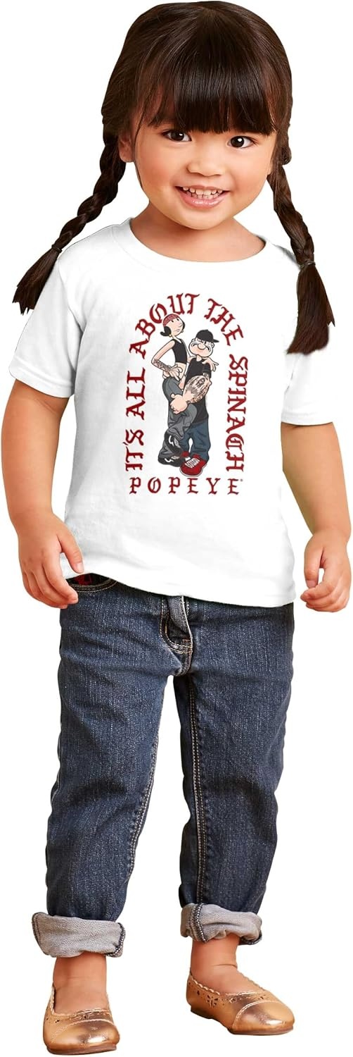image:imagePopeye and Friends Urban Cholo LA West Coast Toddler Baby Graphic T ShirtWhite All About the Spinach