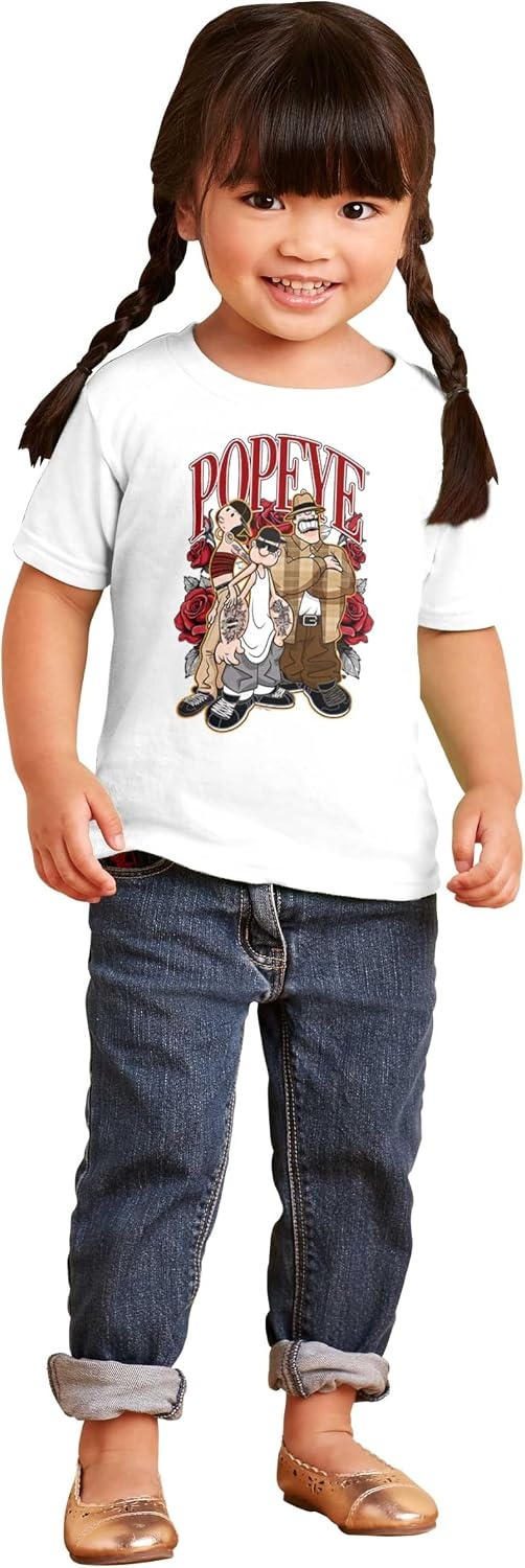 image:imagePopeye and Friends Urban Cholo LA West Coast Toddler Baby Graphic T ShirtWhite Rose Gang