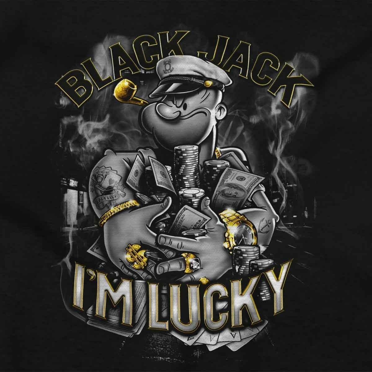 image:imageUrban Popeye Black Jack Im Lucky Graphic T Shirt Men or WomenBlack