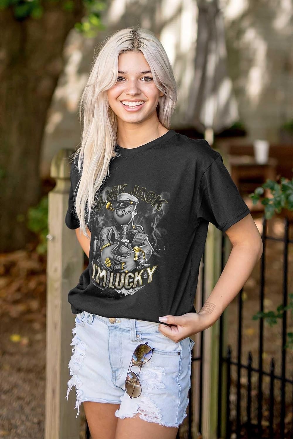 image:imageUrban Popeye Black Jack Im Lucky Graphic T Shirt Men or WomenBlack