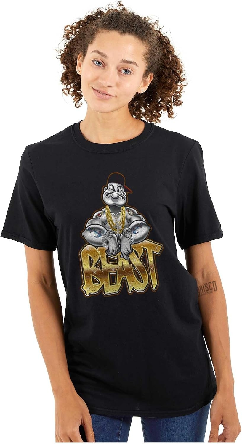image:imageUrban Popeye Bling Beast Cartoon Graphic T Shirt Men or WomenBlack